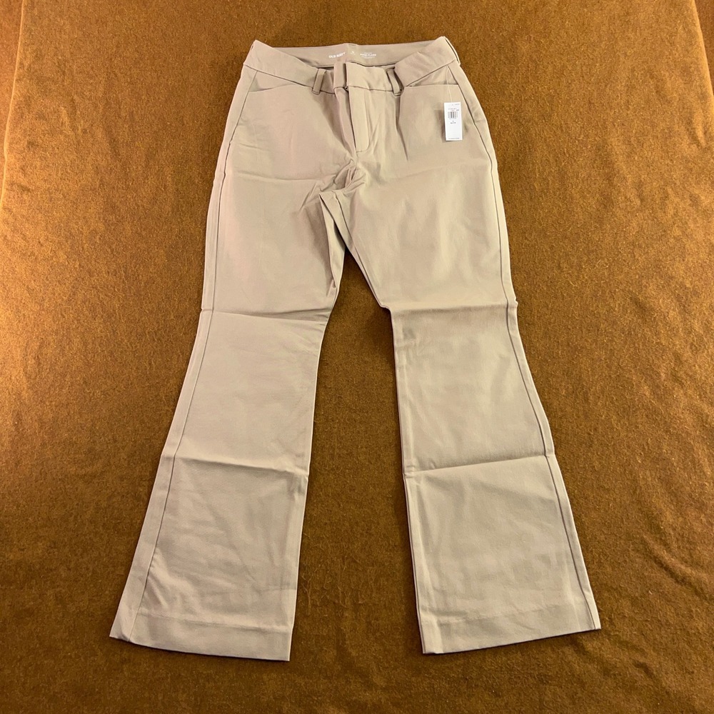 Old Navy Womens 12 Petite Tan High-Rise Pixie Flare Dress Pants NWT